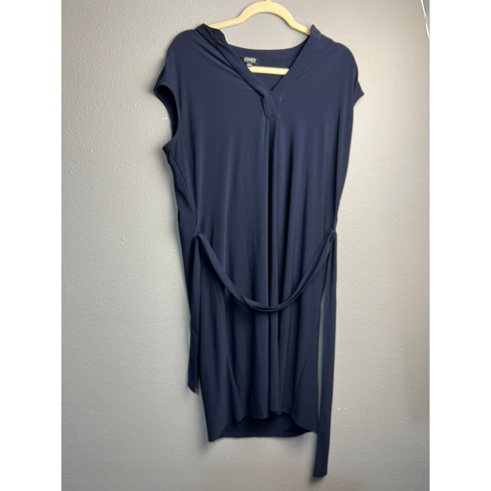 Jones New York‎ Navy Blue V-Neck Sleeveless Tie Waist Sheath Dress Size 8 Career